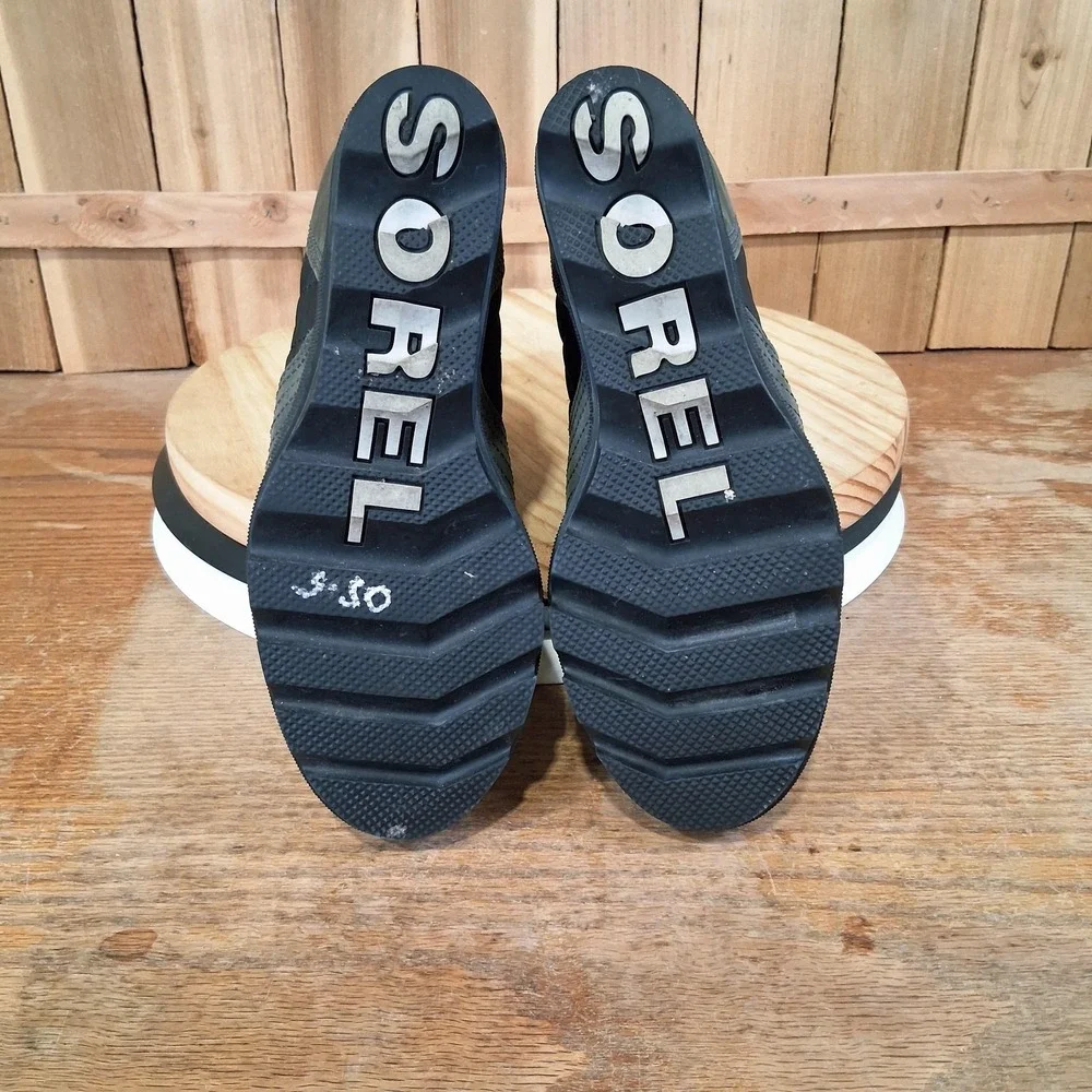 Sorel Lexie Wedge Boots Womens 8 Gray Leather Ankle Lace Up Winter Waterproof‎